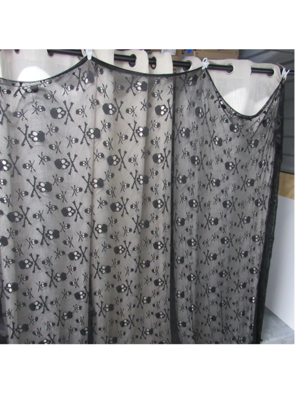 Goth Skull Mesh Netting Fabric 72x72 Halloween Punk Grunge Alternative Home
